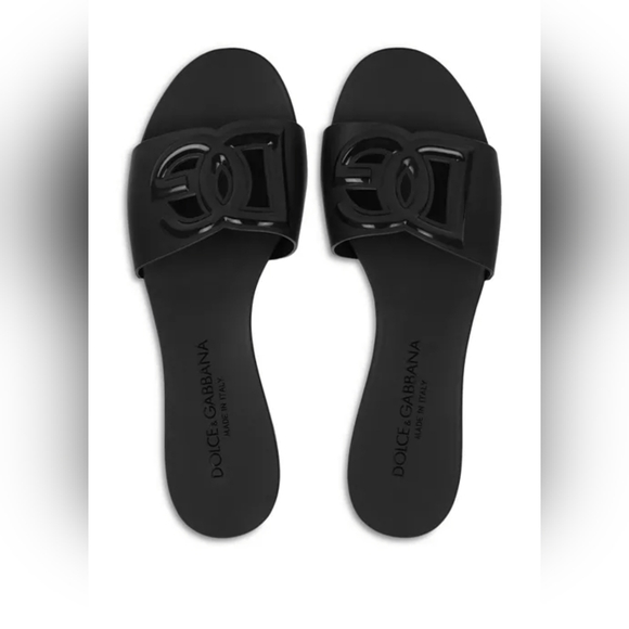 Dolce & Gabbana Black Logo Sandals - Picture 1 of 3